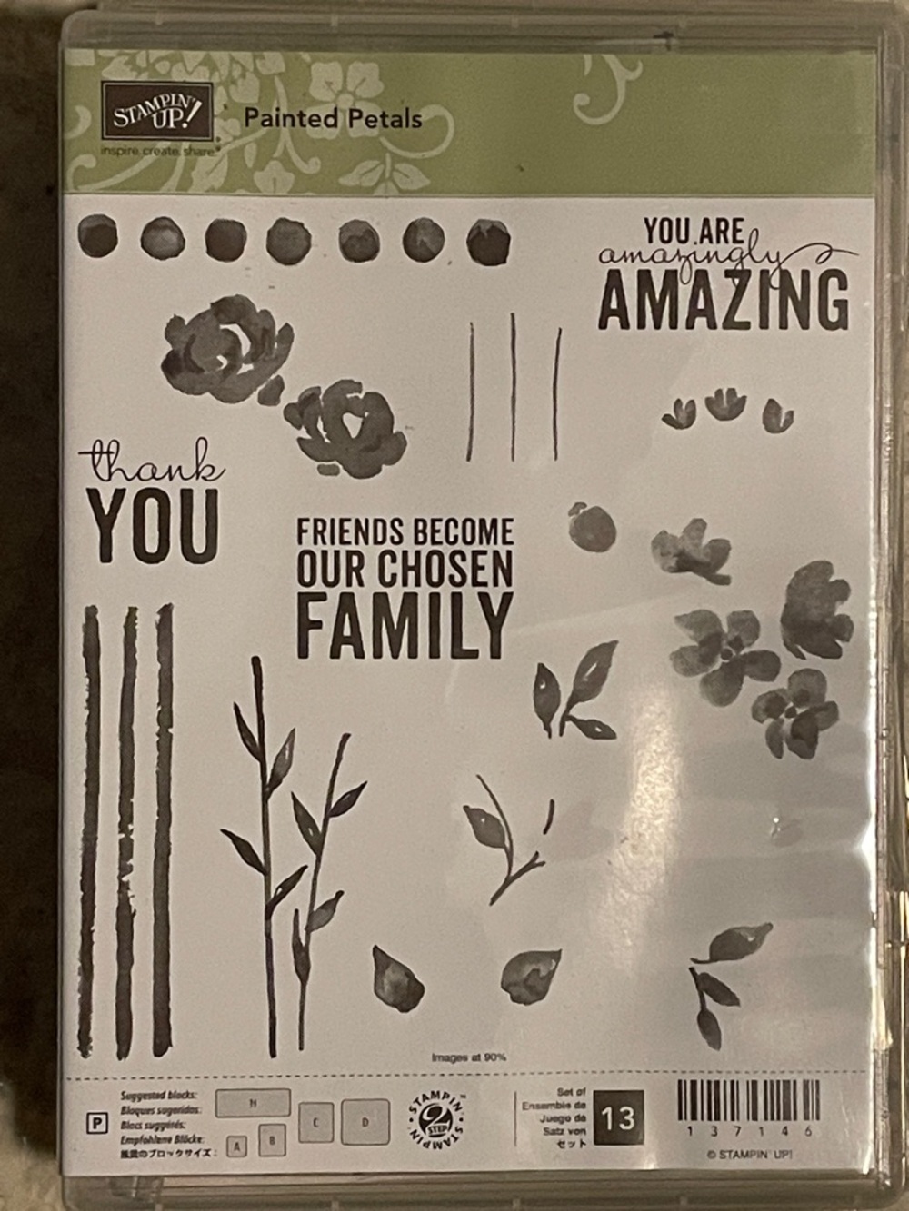 Stampin' Up! Painted Petals Clear Stamp Set - Black